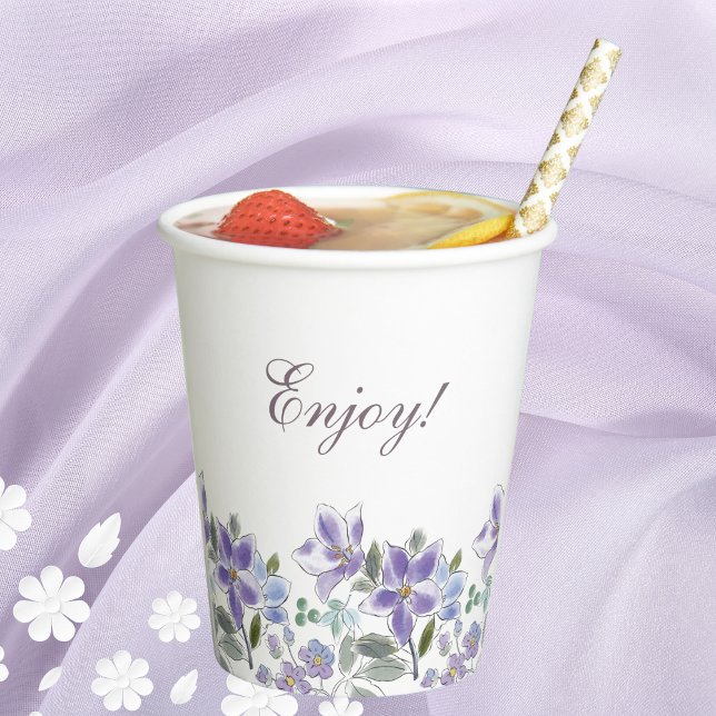 Gobelets En Papier Fleurs violettes Fête des mariées florale Lilac (Créateur téléchargé)