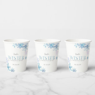 Gobelets En Papier Flocon de neige bleu hiver merveilleux premier ann
