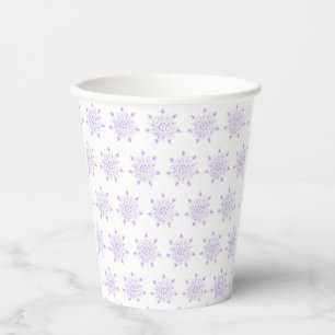Gobelets En Papier flocon de neige violet clair et coeur étincelant
