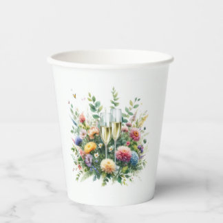Gobelets En Papier Floral Champagne Garden Cups