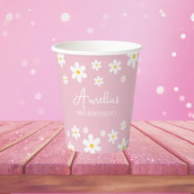 Floral Daisy Anniversaire Coupe de papier rose