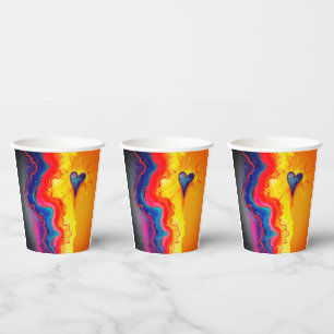 Gobelets En Papier Flux Abstrait de Cœur Électrique
