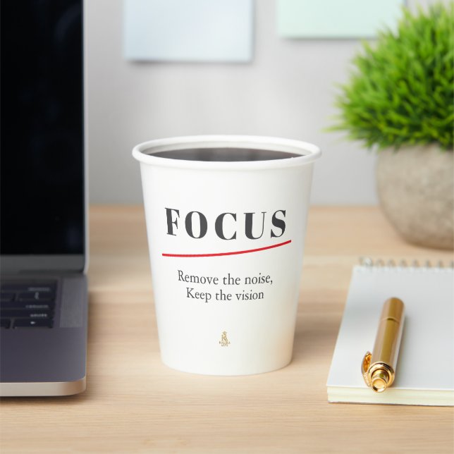 Gobelets En Papier FOCUS Minimalist Motivational  — Clean Mode (Insitu)