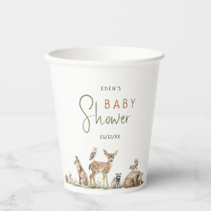 Gobelets En Papier Forêt Bois Animaux Aventure Baby shower
