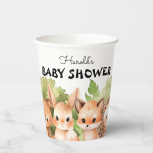 Gobelets En Papier Forêt de louveteau Créatures bébé garçon douche