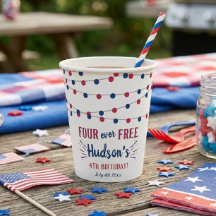Gobelets En Papier Four Ever Free ! Fête du 4 juillet Anniversaire de