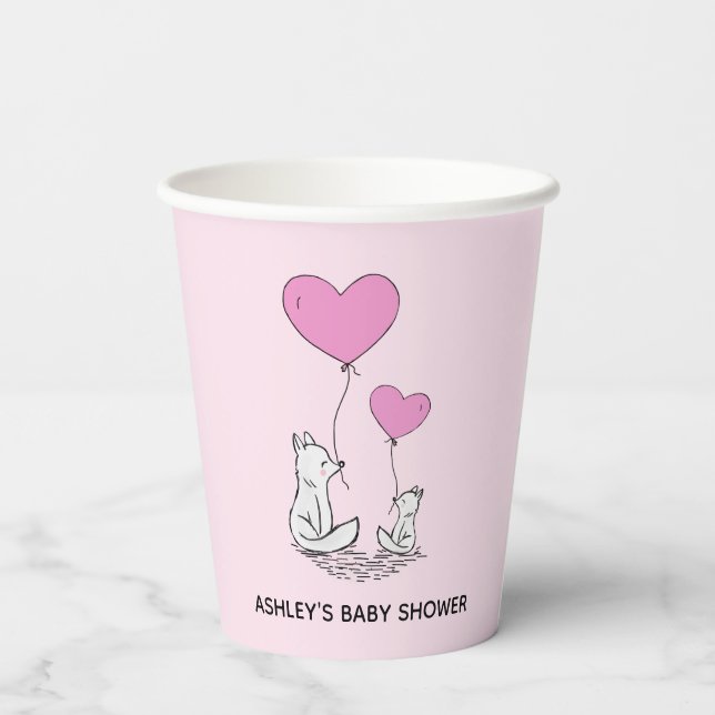 Gobelets En Papier Fox Kit Heart Balloons Design Paper Cups (Verso)