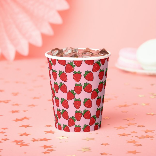Gobelets En Papier Fraise Anniversaire Fête Thème Tasses Papier (Insitu)