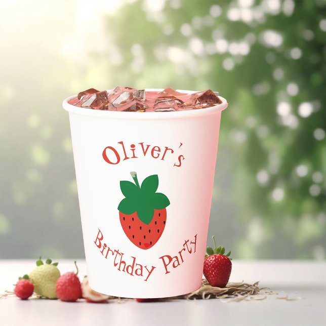 Gobelets En Papier Fraise rouge fête d'anniversaire (Créateur téléchargé)