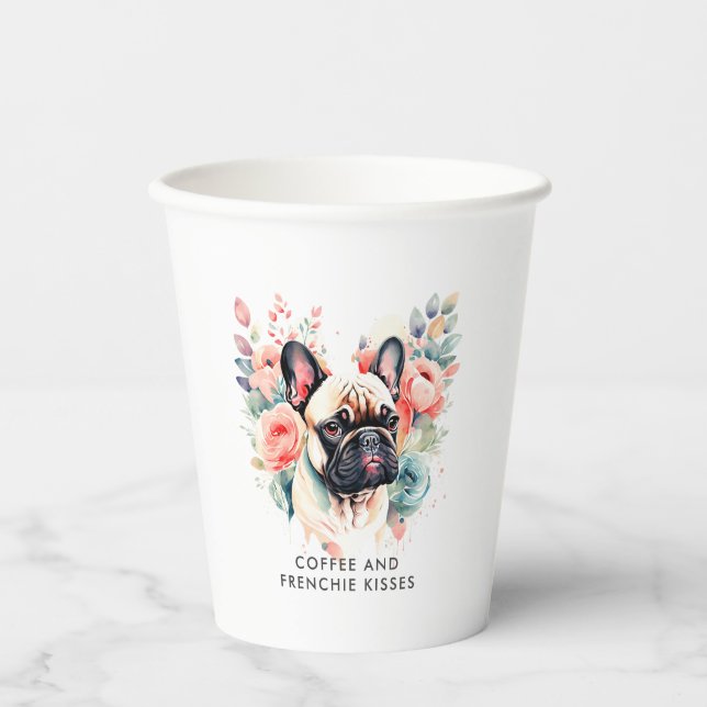 Gobelets En Papier French Bulldog Flowee Café et Frenchie Kisses (Recto)