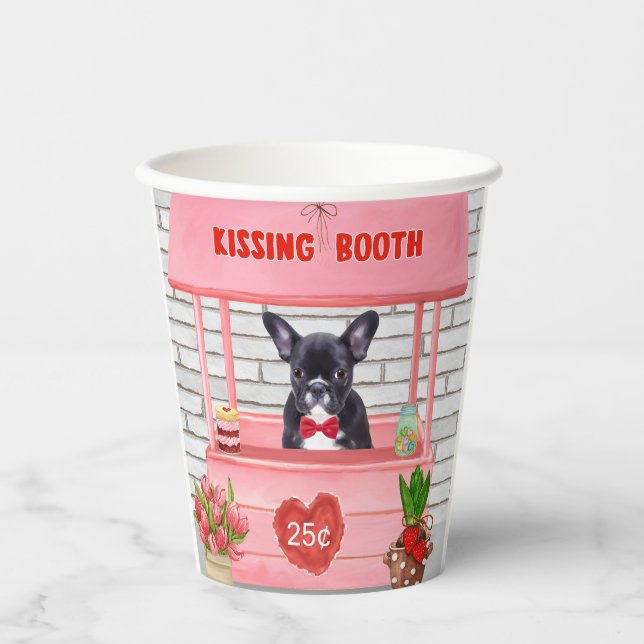 Gobelets En Papier French Bulldog Valentine's Day Kissing Booth (Recto)