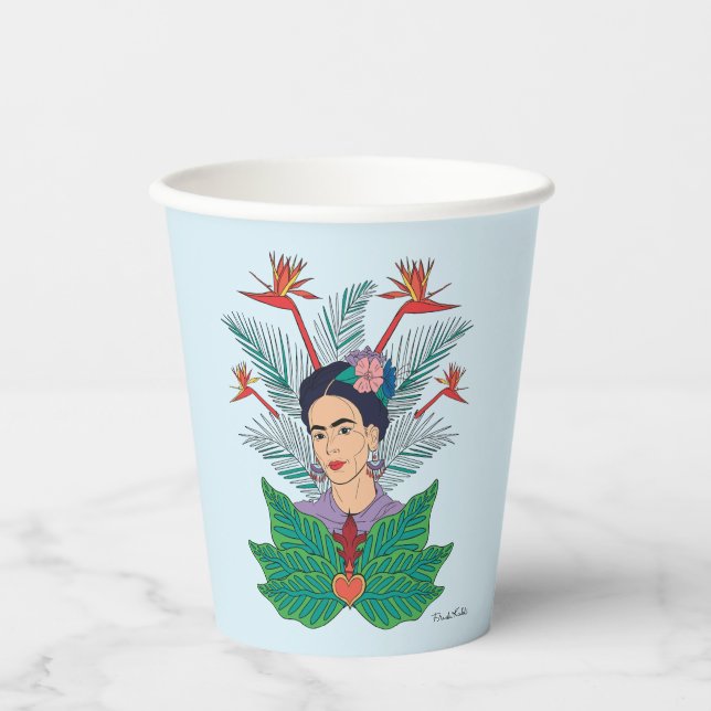Gobelets En Papier Frida Kahlo | Oiseaux de Paradis Floral Graphic (Recto)