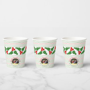 Gobelets En Papier Fruits de Noël de la guirlande de baies vitrées ro