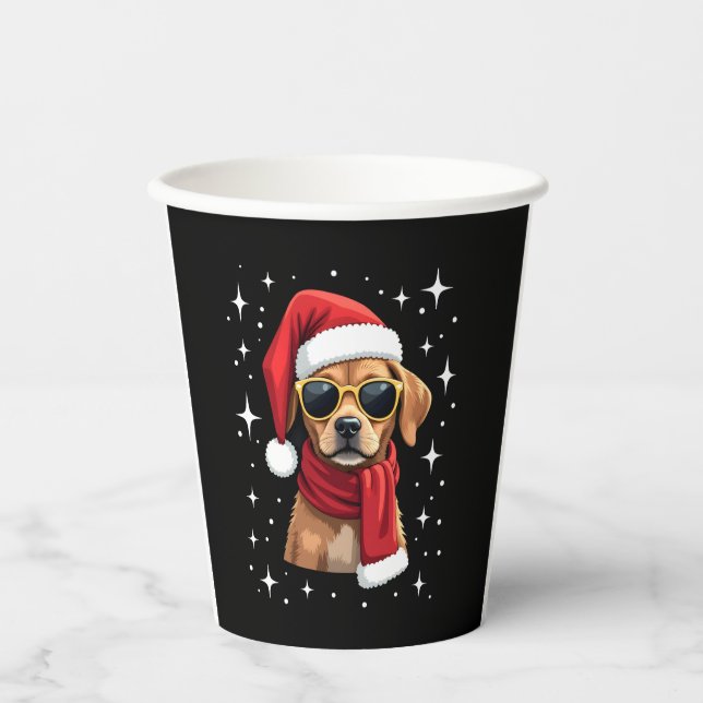 Gobelets En Papier Funny Boxer Dog Christmas Lights Xmas Outfit Pajam (Recto)