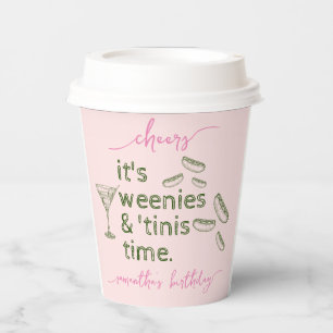 Gobelets En Papier Funny Pink Weenies & Tinis Martini fête d'annivers