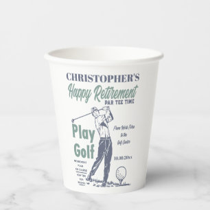 Gobelets En Papier Funny Retraite Golfer Thème Retro Golf