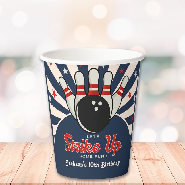 Gobelets En Papier Funny Retro Bowling Birthday Party for Kids (Créateur téléchargé)