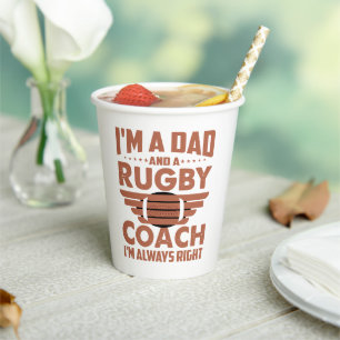 Gobelets En Papier Funny Rugby papa et entraîneur de rugby