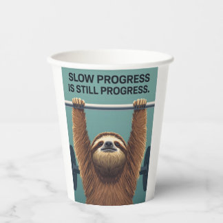 Gobelets En Papier Funny Sloth Gym Motivation Poster - Slow Progress 