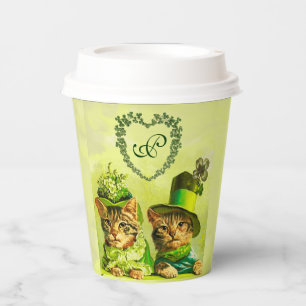 GOBELETS EN PAPIER FUNNY VIEILLE FASHION ST.PATRICK'S DAME CATS HEART