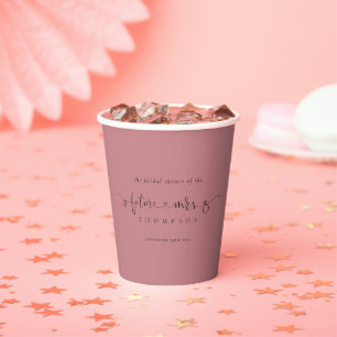 Gobelets En Papier Futur nom de Mme Fête de mariage Dusty Rose