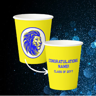 Gobelets En Papier Gahanna Lincoln Lions Jaune et Bleu Nom du grade