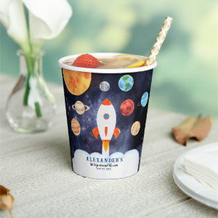 Gobelets En Papier Galaxy Planètes Space Rocket Anniversaire de enfan