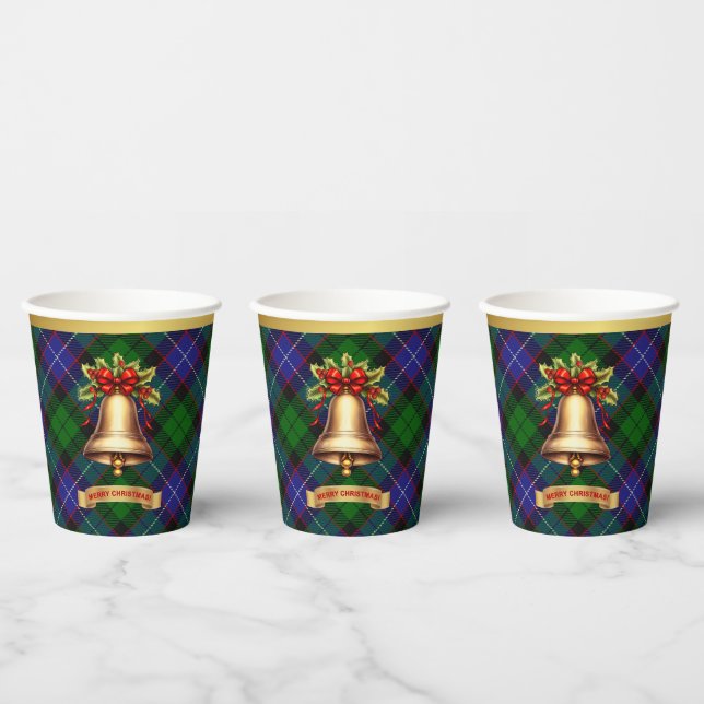Gobelets En Papier Galbraith Tartan de Noël Personnalisé (Multi)