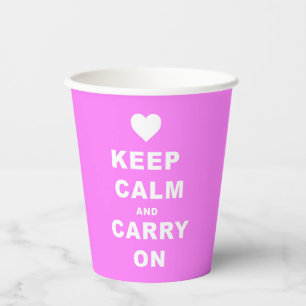 Gobelets En Papier GARDEZ CALME ET PORTEZ-VOUS SUR Rose