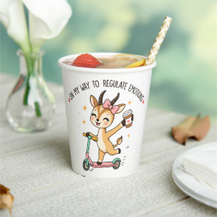 Gobelets En Papier Gazelle de régulation émotionnelle drôle avec café