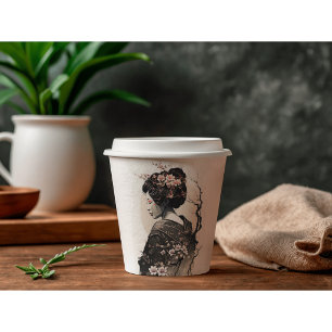 Gobelets En Papier Geisha japonaise gracieuse -