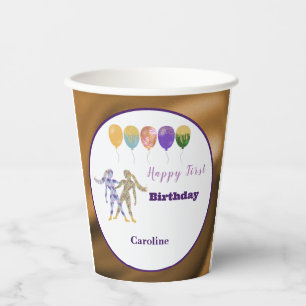 Gobelets En Papier Gémeaux 1er Anniversaire Papier Métallisé Élégant 