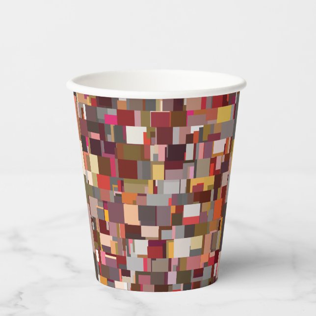 Gobelets En Papier Geometric Patchwork Mosaic Pattern (Recto)