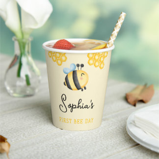 Gobelets En Papier Girls Cute Summer First Bee Day 1st Birthday