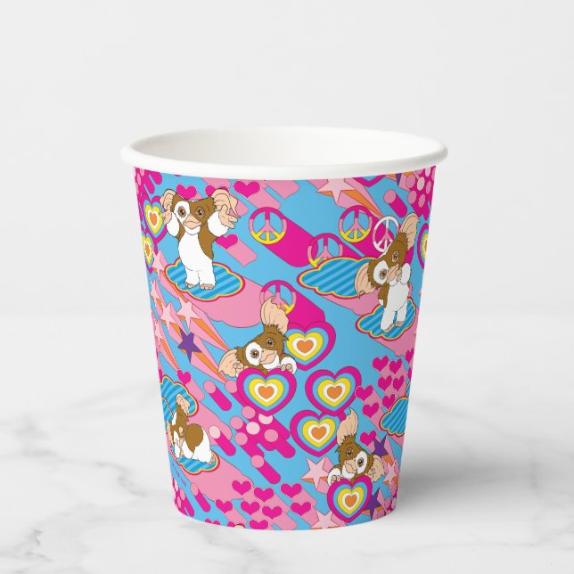 Gobelets En Papier Gizmo | Pink Peace & Love Motif (Recto)