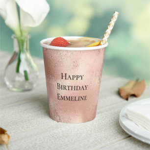 Gobelets En Papier Glitter Peach Rose