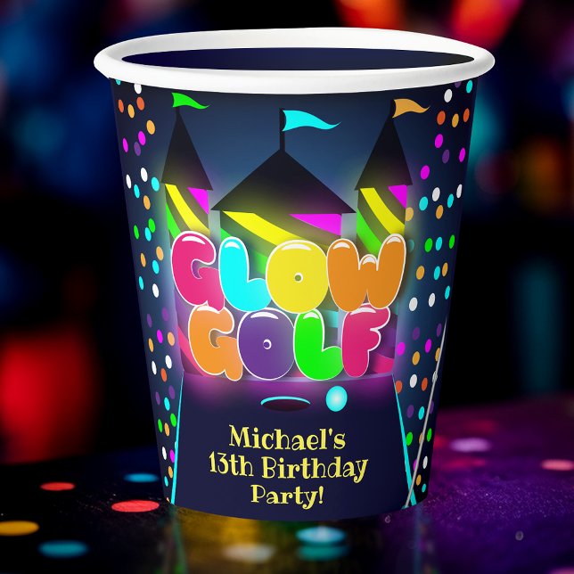 Gobelets En Papier Glow Miniature Golf fête d'anniversaire (Glow Golf Party Paper Cup)