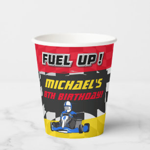Gobelets En Papier Go Kart Anniversaire À damiers