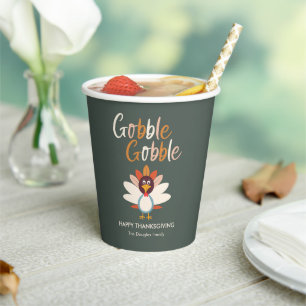 Gobelets En Papier Gobble Gobble Turquie Thanksgiving Party Paper Cup