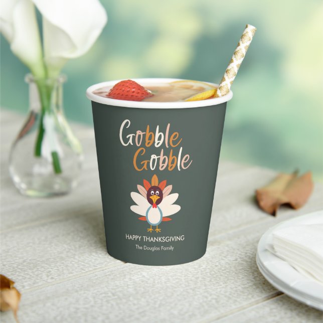 Gobelets En Papier Gobble Gobble Turquie Thanksgiving Party Paper Cup (Insitu)
