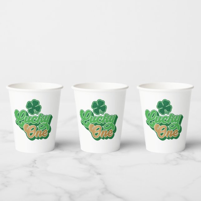 Gobelets En Papier Gold et Green Lucky One First Birday Paper Cups (Multi)