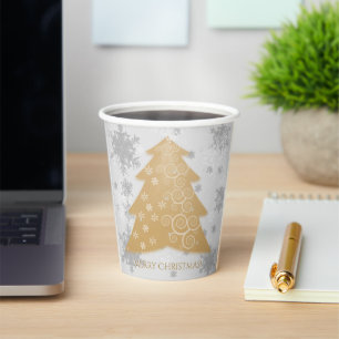 Gobelets En Papier Gold Festive Christmas Tree Paper Cup