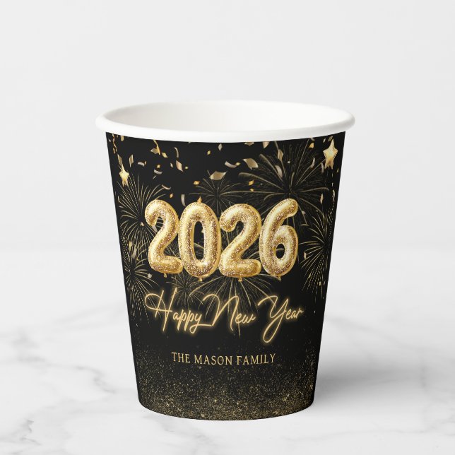 Gobelets En Papier Gold New Year's Eve Party Paper Cups (Recto)