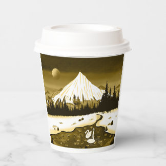 Gobelets En Papier ☕ Golden Mountain Landscape Coffee Mug