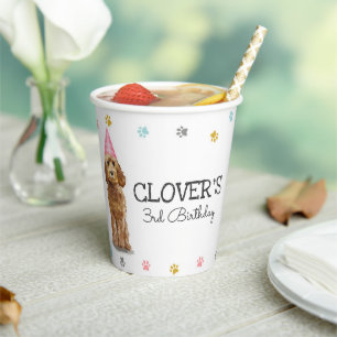 Gobelets En Papier Goldendoodle Lit Pawty Anniversaire Coupes Papier