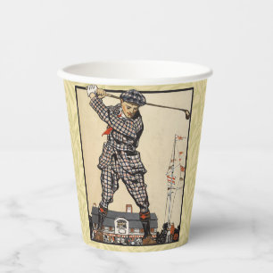 Gobelets En Papier Golf Golfer Vintage Golf antique
