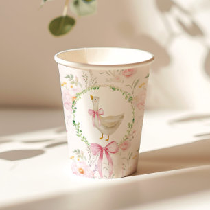 Gobelets En Papier Goose Blush rose élégant Bow Pastel Anniversaire