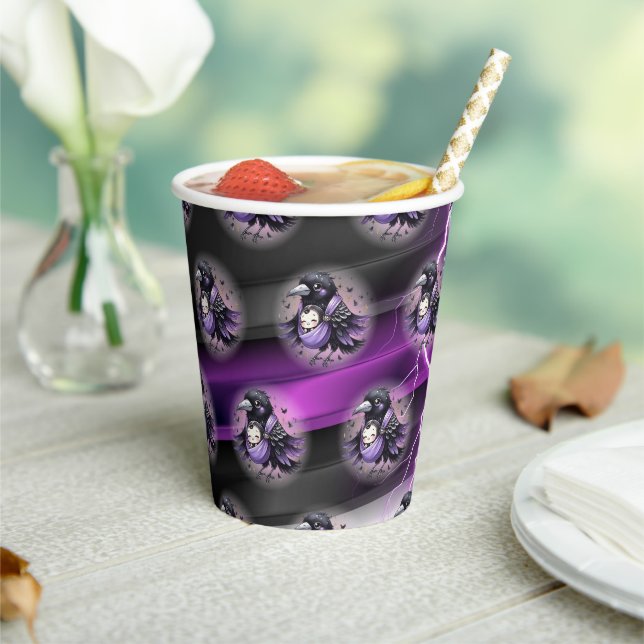 Gobelets En Papier Goth Purple Black Halloween Baby shower d'événemen (Insitu)