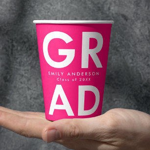 Gobelets En Papier Grad Grad Hot Pink Graduation