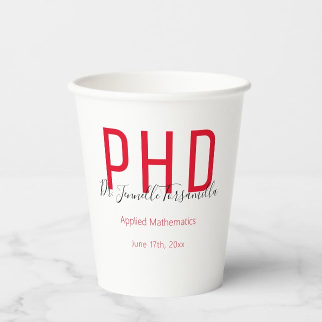 Gobelets En Papier Graduate Graduation Rouge PhD Coupes papier de par (Recto)